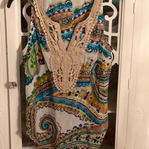 Trina Turk print crochet top. Size small.